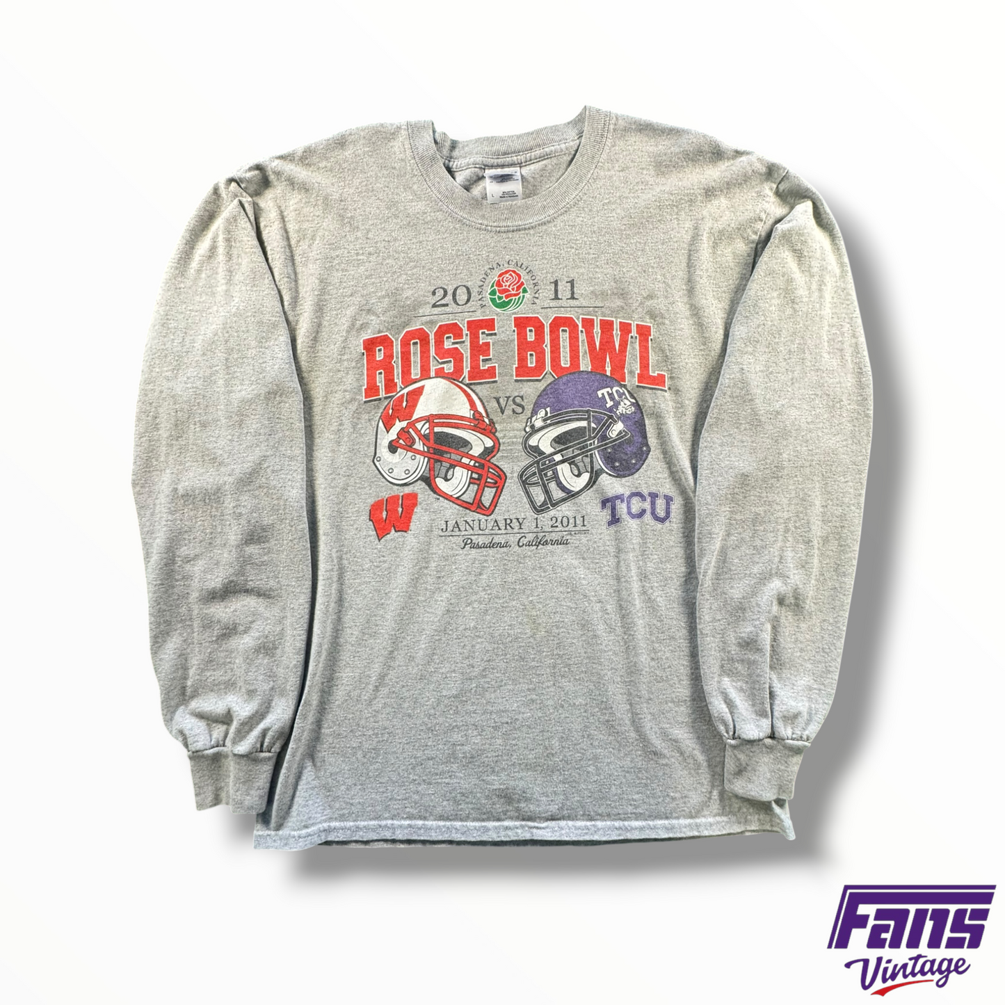 Vintage TCU Rose Bowl Football Helmet Clash Long Sleeve Tee