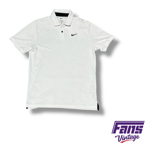 TCU Nike Team Issued Mens Premium White Golf Dri-Fit Polo