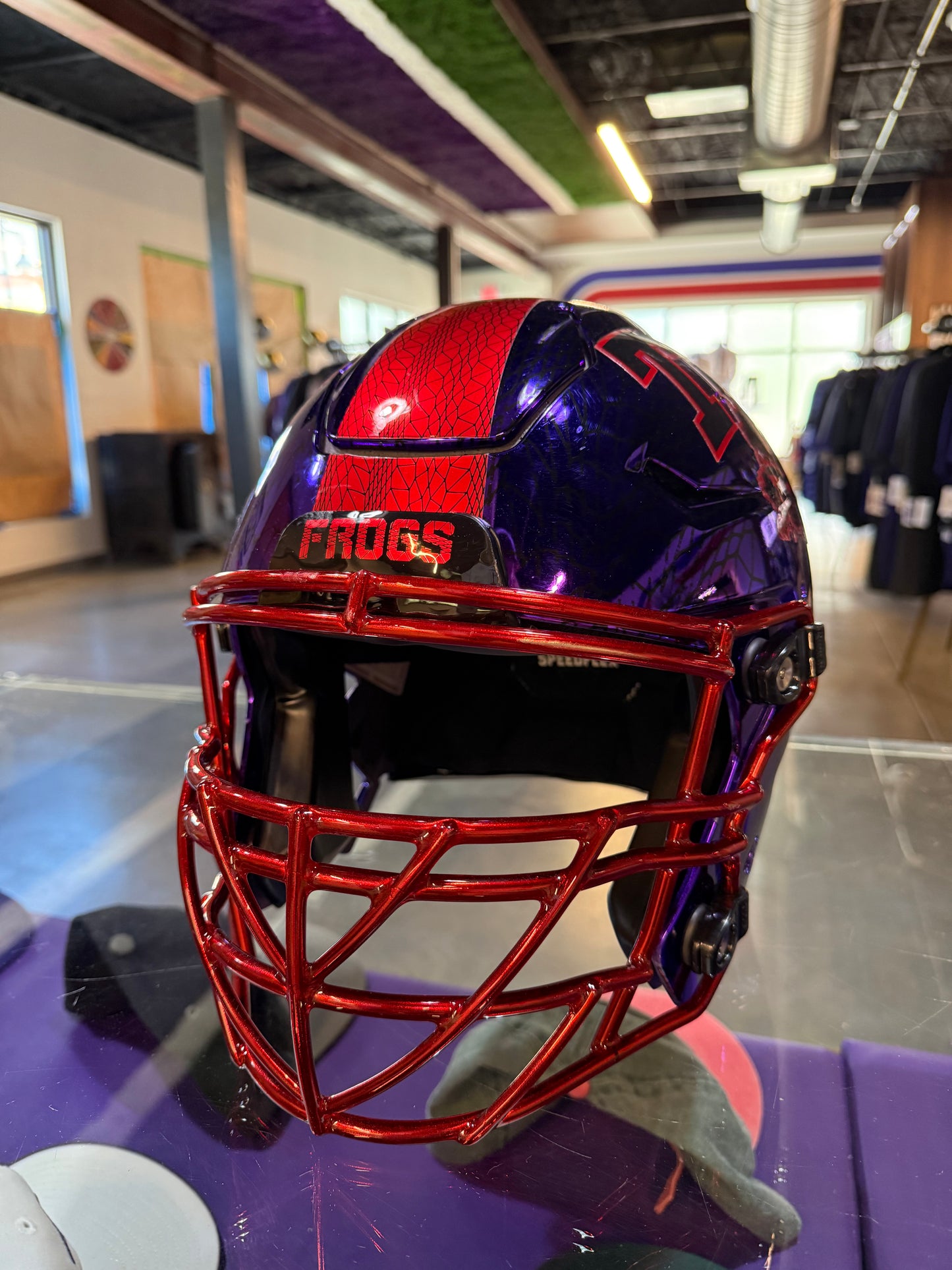 Blood Frog All Chrome TCU Football Game Worn Authentic Helmet