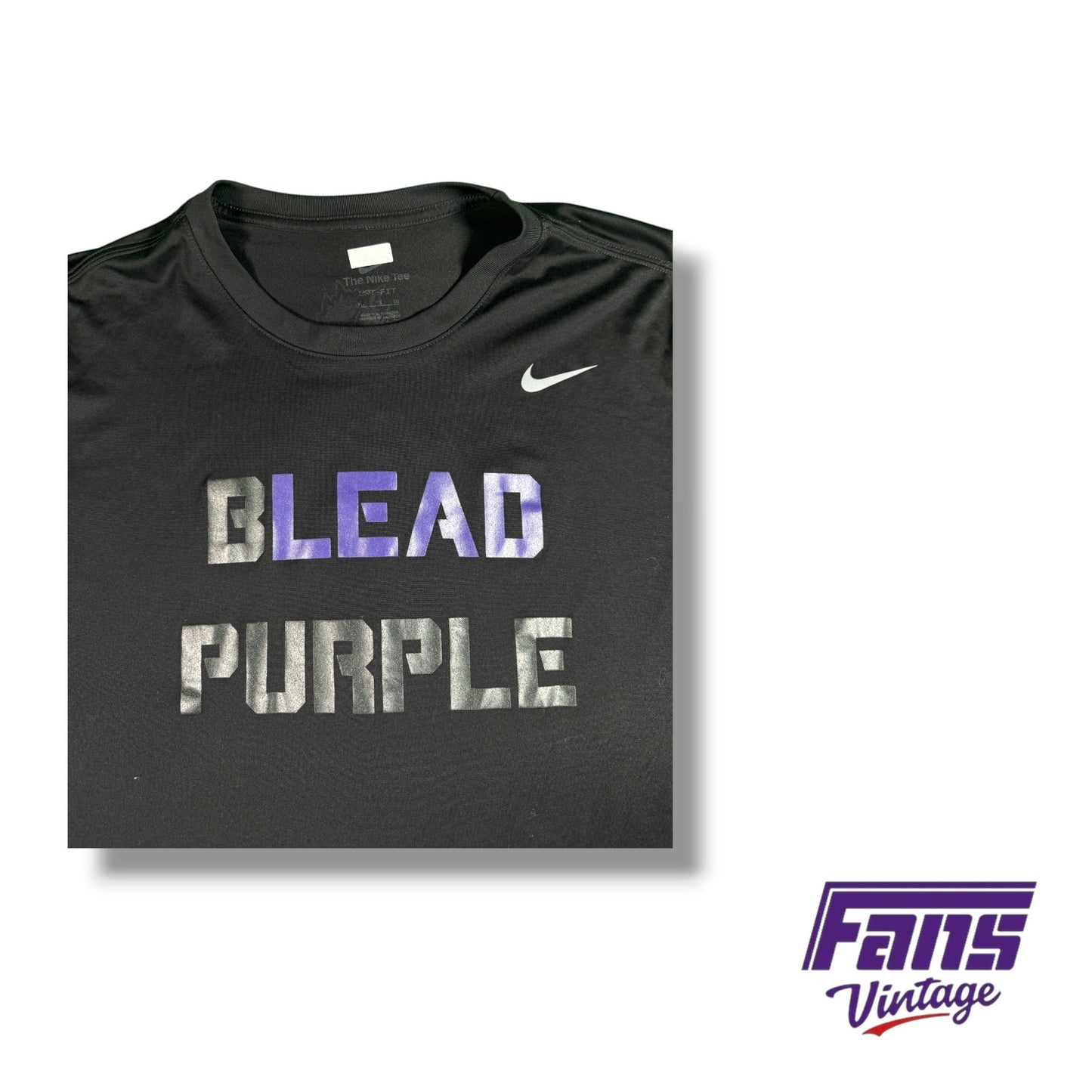 TCU Football Nike Team Issued Custom ‘Blead Purple’ & ‘Work Hard’ training shirt