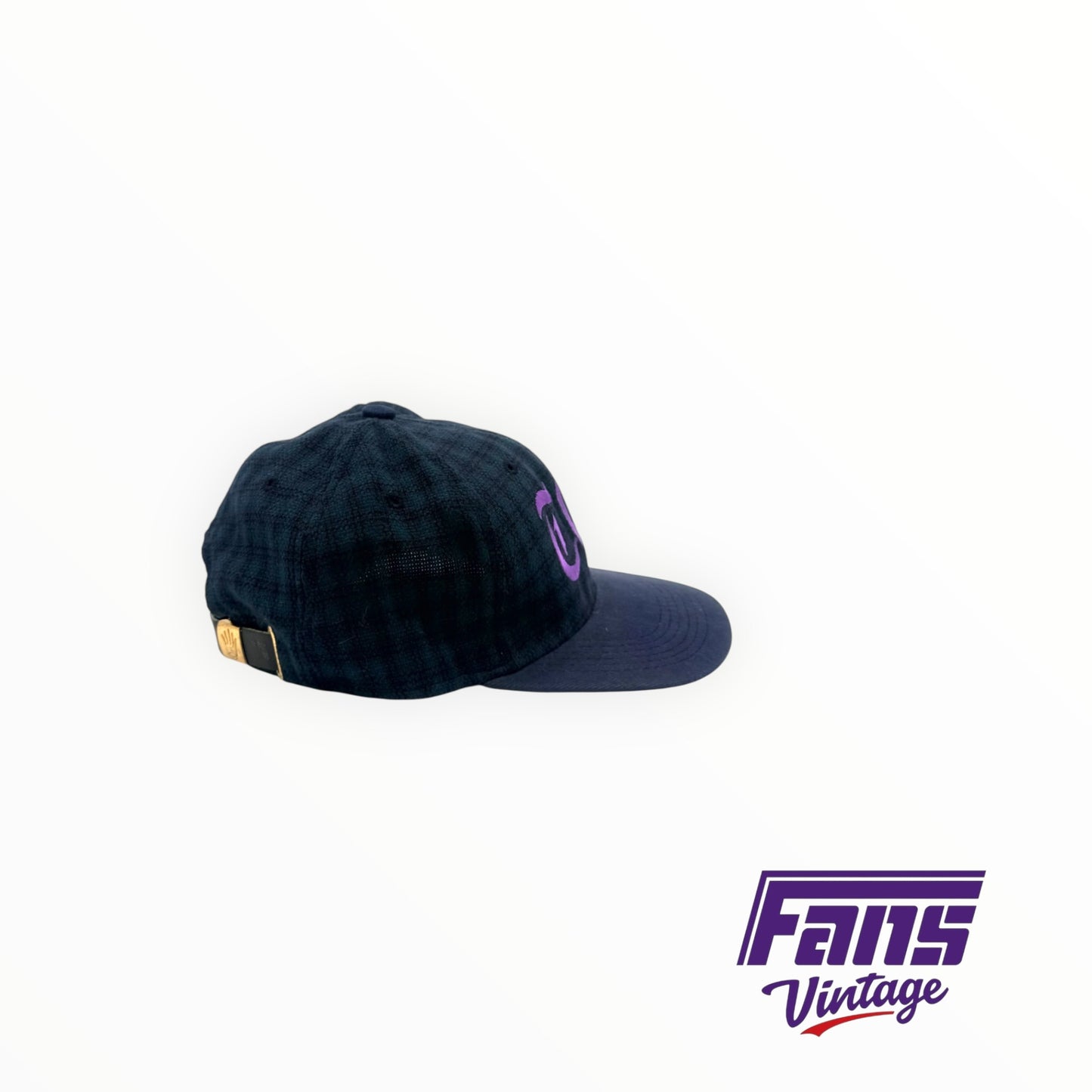 RARE! TCU vintage 90’s blue and green tweed style hat with embroidered TCU lettering