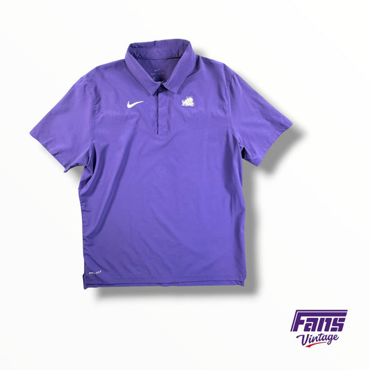 TCU Team Issued Matte DriFit Athletic Frog Logo Sideline Polo