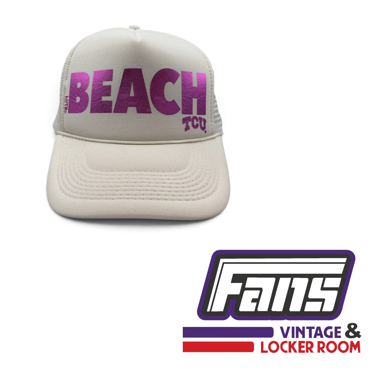 TCU Beach Volleyball Trucker Hat with Metallic ‘TCU BEACH’ Logo
