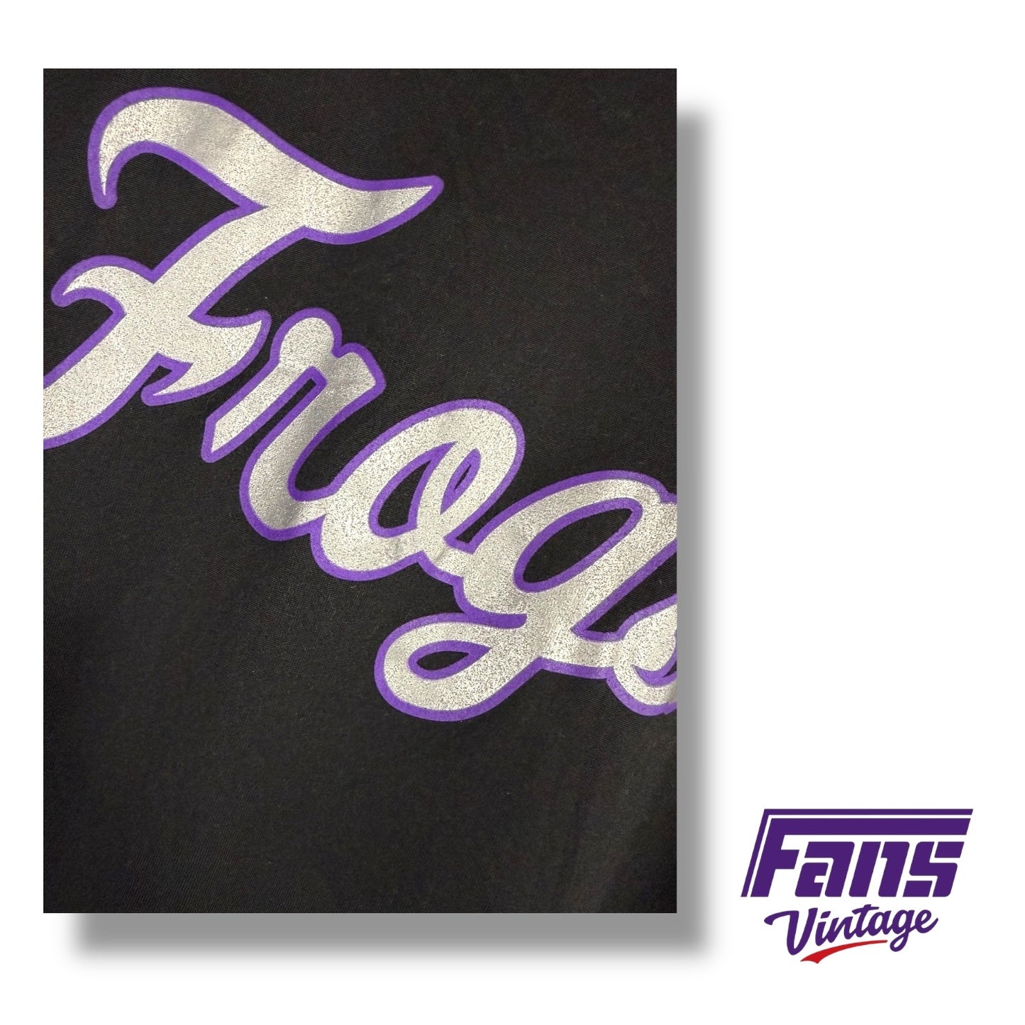 TCU Basketball Player Exclusive Nike Long Sleeve Shirt with custom Silver script “Frogs” Throwback Logo