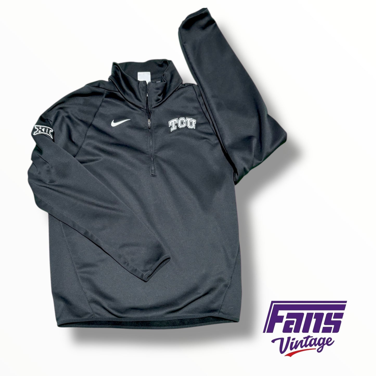 TCU Football Nike Team Issued Sideline Quarter Zip Pullover with fleece lining