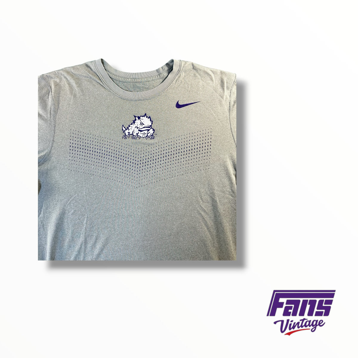 TCU Team Issued Nike Gray Dri-Fit Purple Speckled Tee