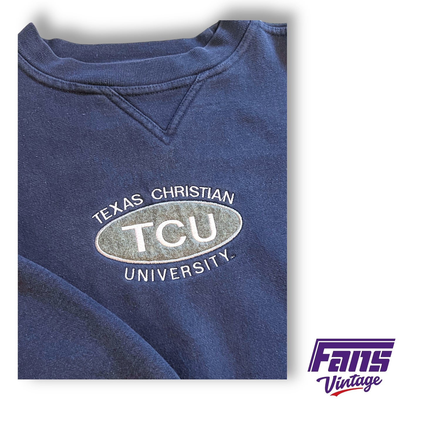 90s Vintage TCU Crewneck Sweater - Rare Navy Color!