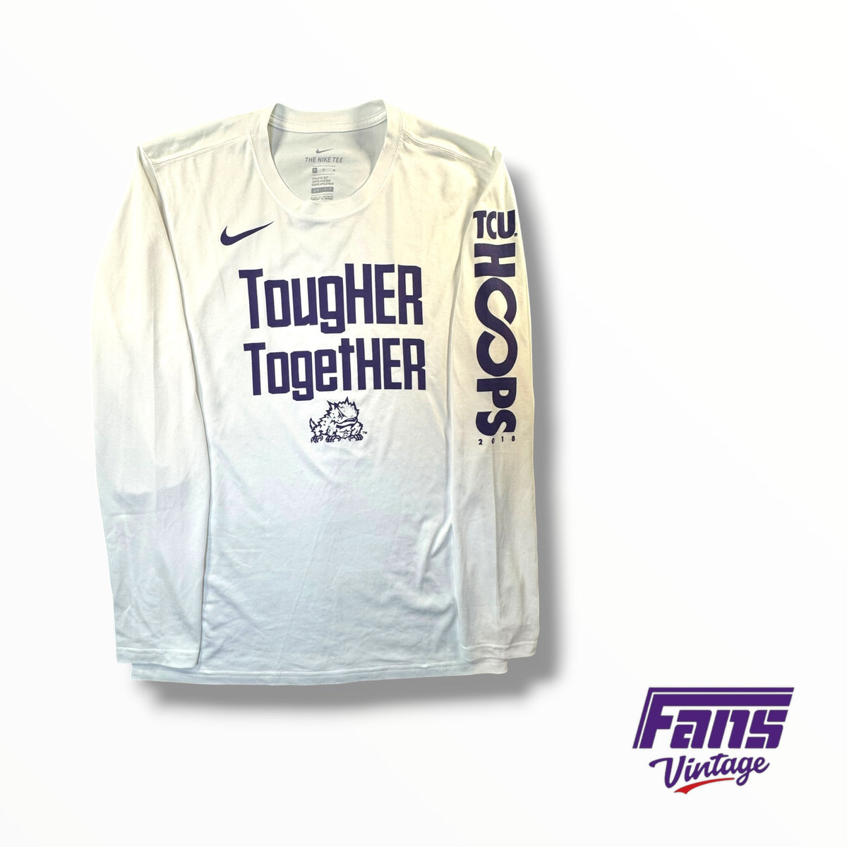 TCU Women’s Basketball March Madness Team Issued Nike TougHer TogetHer Whiteout Dri-Fit Long Sleeve