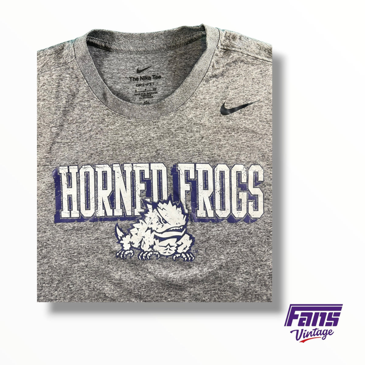 TCU Team Issued Nike Horned Frogs Logo Static Gray Long Sleeve Shirt