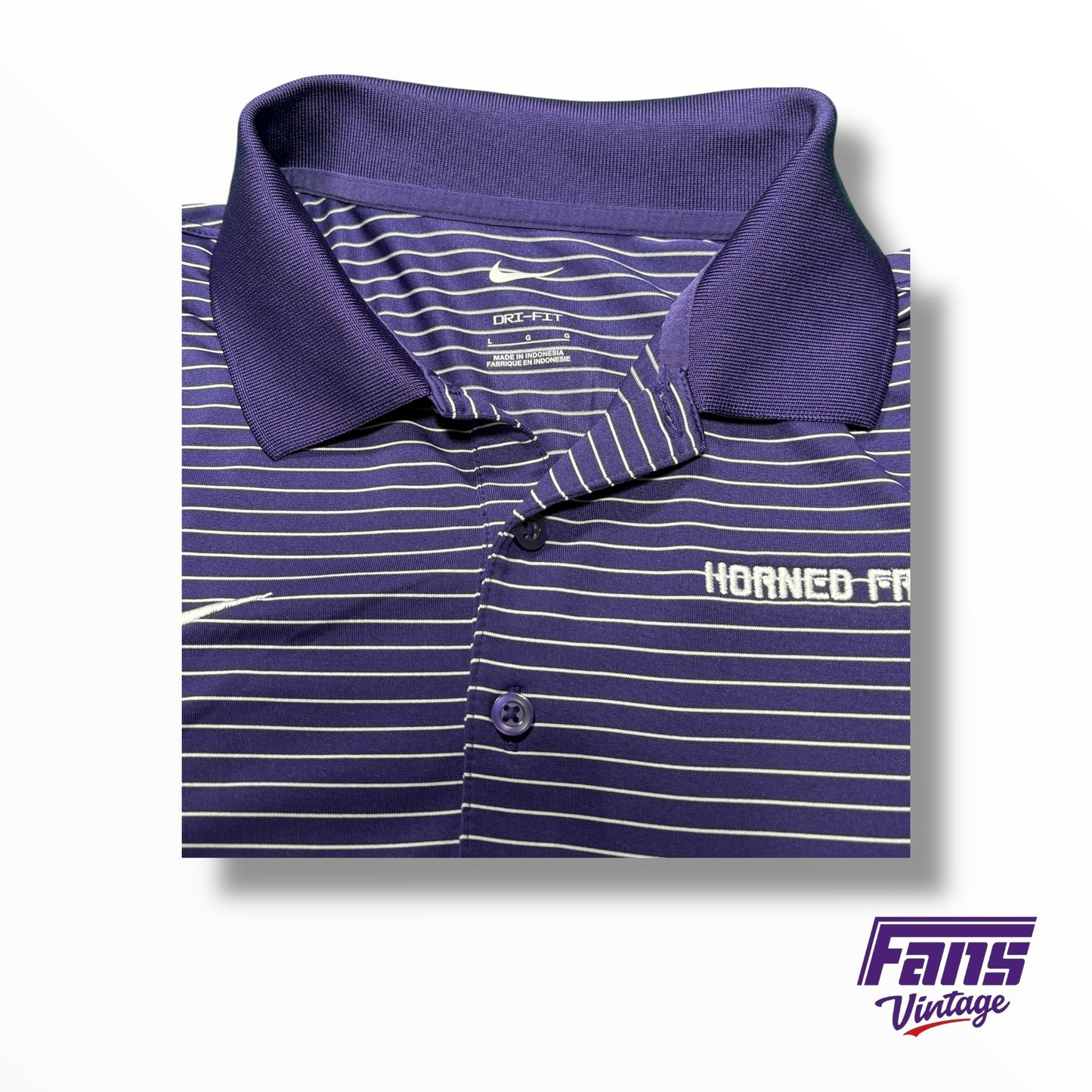 TCU Nike Team Issued Striped Polo