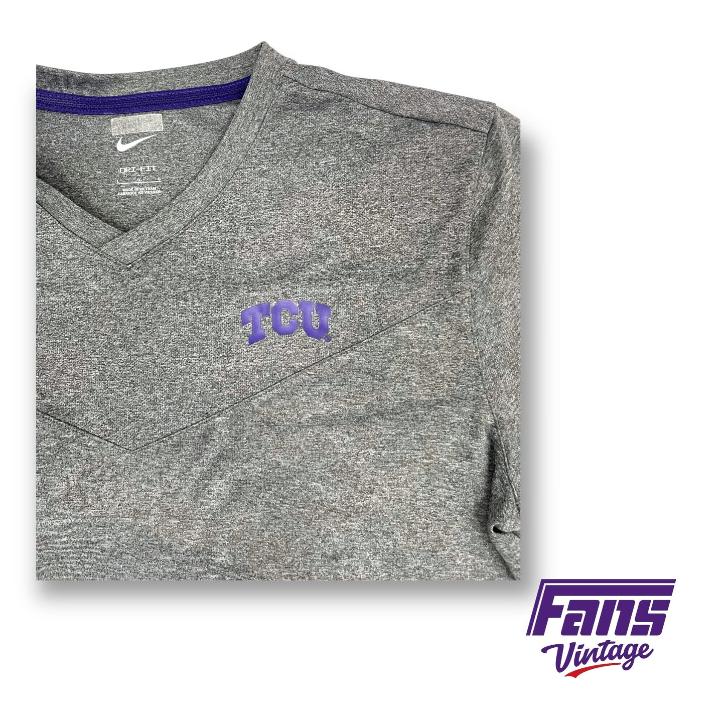 TCU Team Issued Nike Premium long sleeve v-neck workout shirt