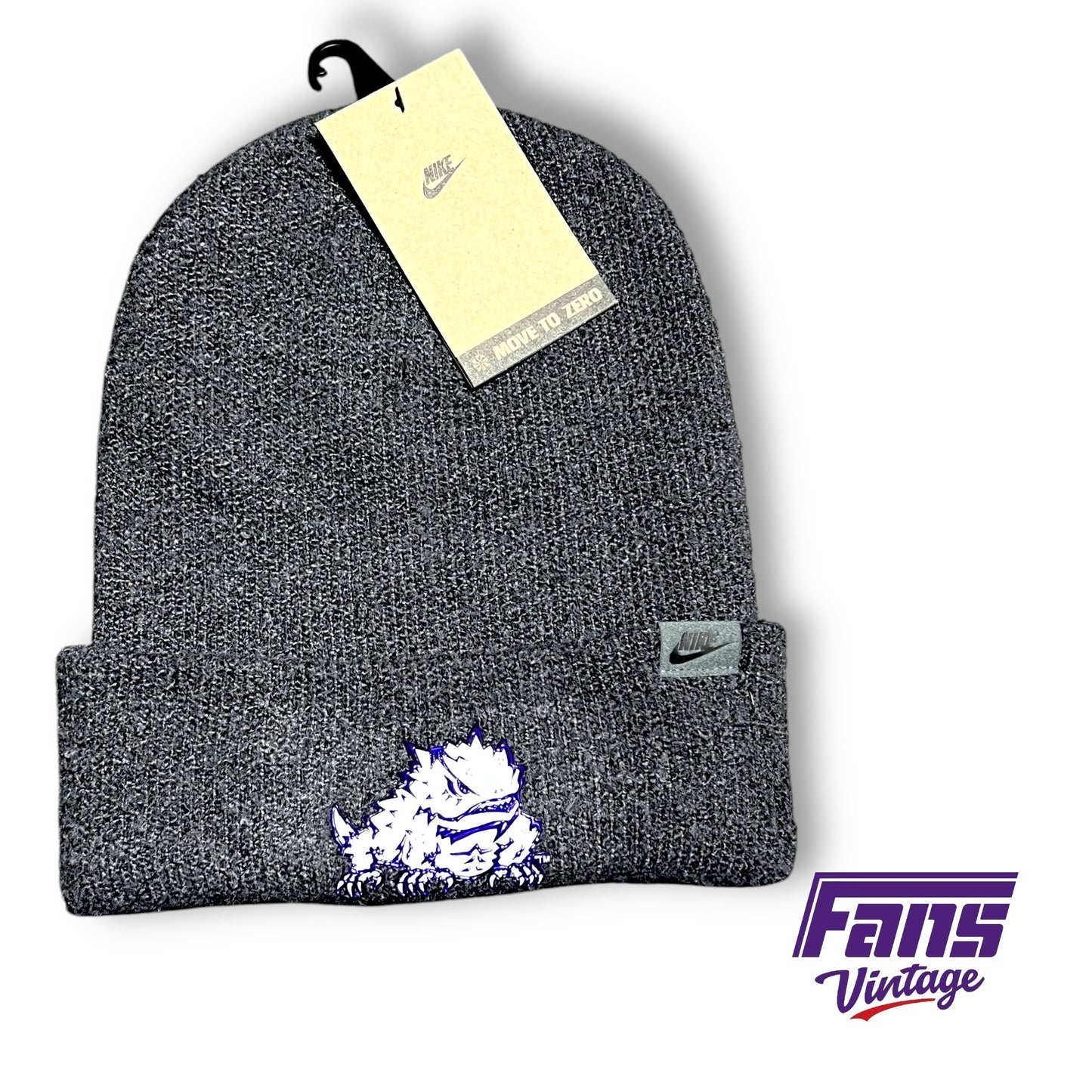 RARE! TCU Team Issued Woven Nike Beanie with Sick Metallic Frog Textured Patch - New!