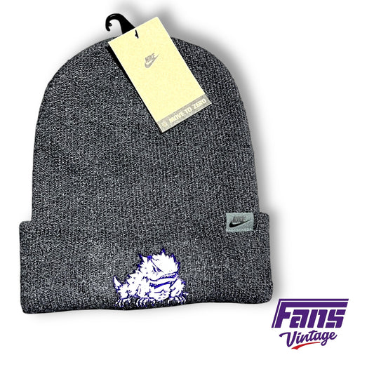 RARE! TCU Team Issued Woven Nike Beanie with Sick Metallic Frog Textured Patch - New!