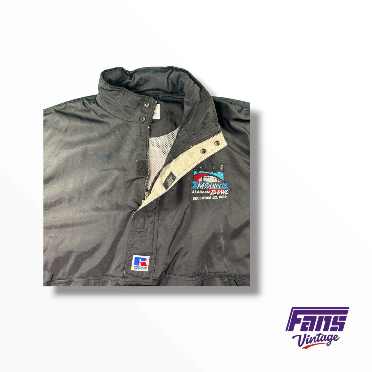 TCU Vintage 1999 Mobile Alabama Bowl Russel Athletic Blackout Sideline Rain Jacket