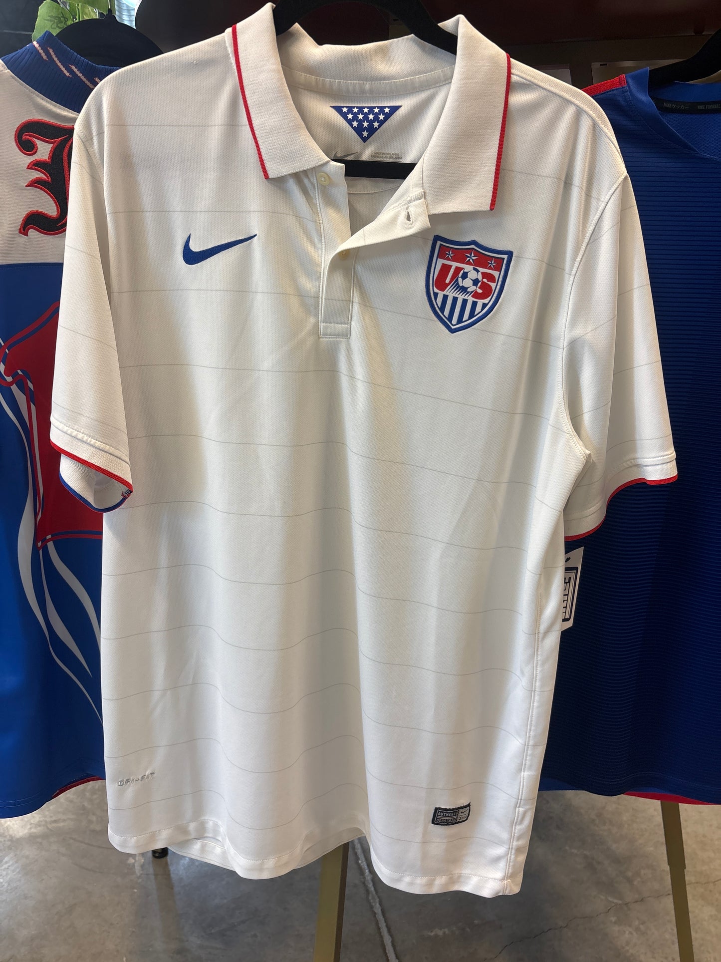 Nike Team USA US Soccer White World Cup Polo Style Jersey with Collar