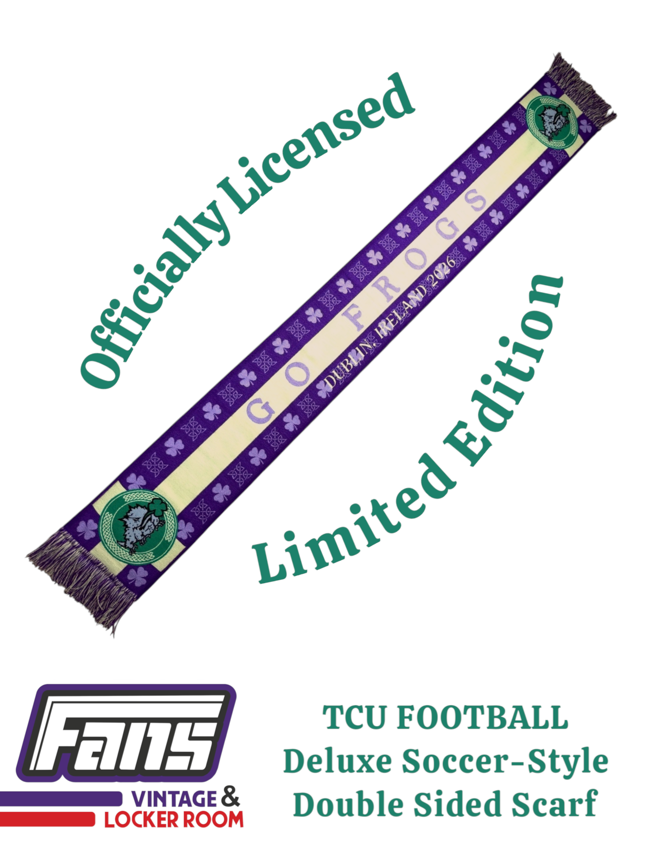 Fans Vintage Original Licensed TCU Football Ireland Scarf
