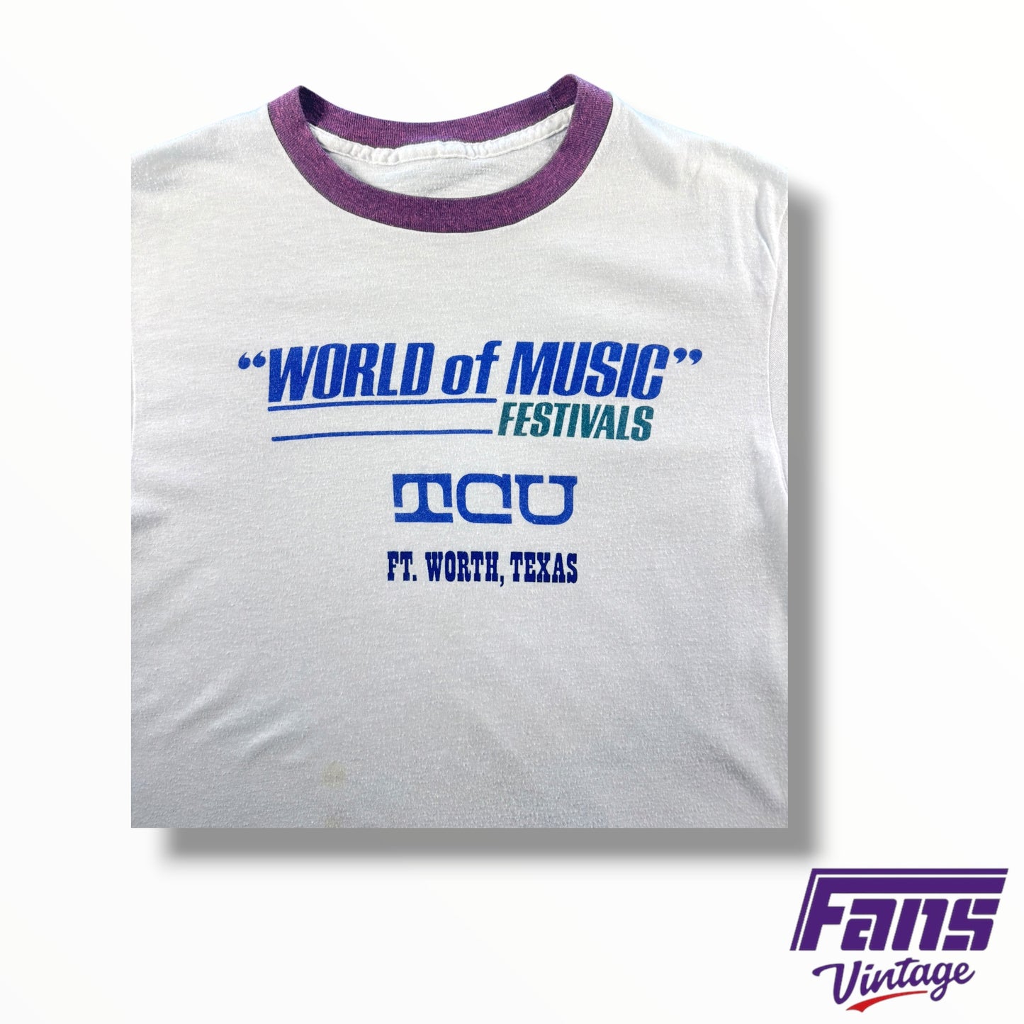 Rare Vintage 70’s TCU Centennial Logo “World of Music” Festivals Tee