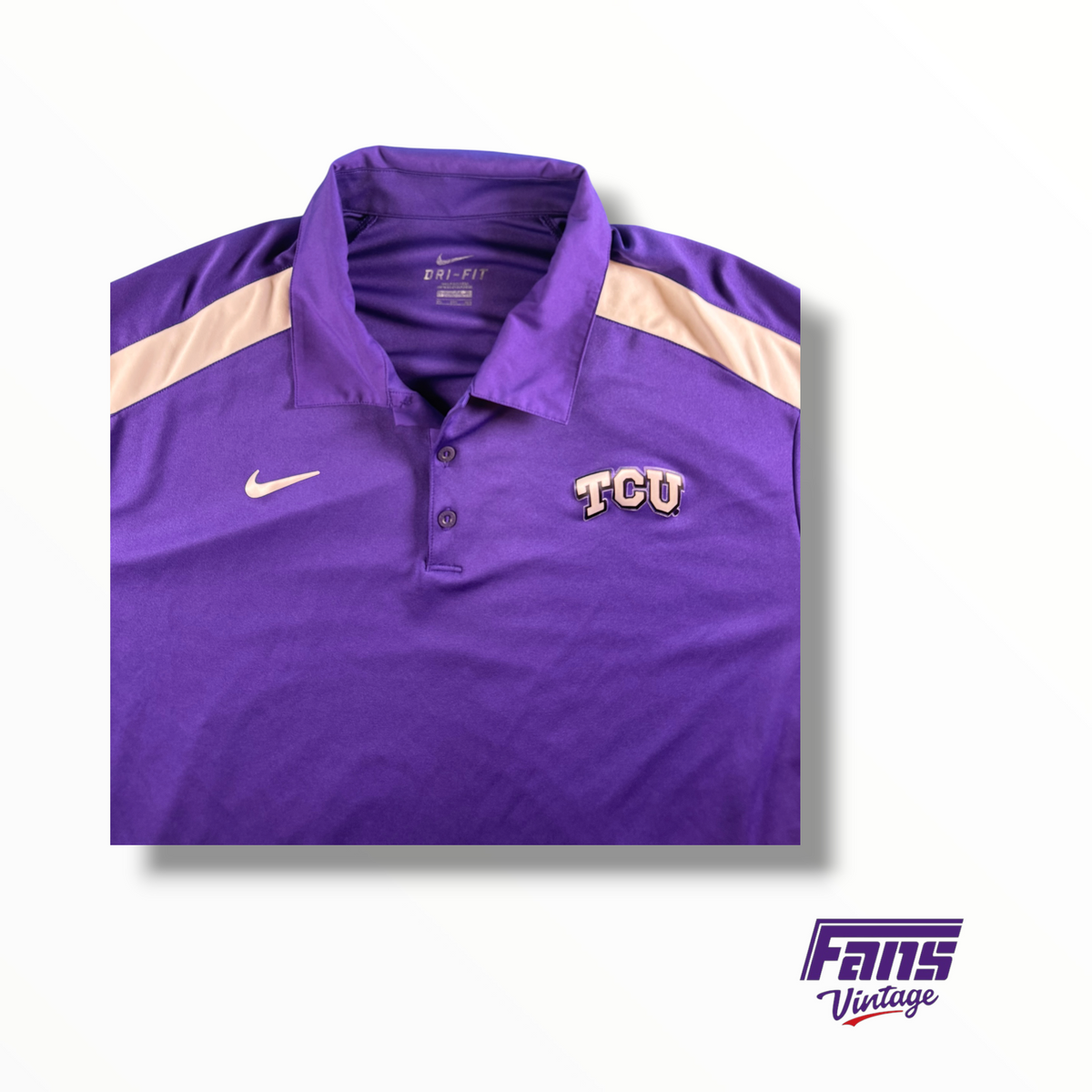 TCU Team Issued Nike Dri-Fit Coach Metallic Logo Polo