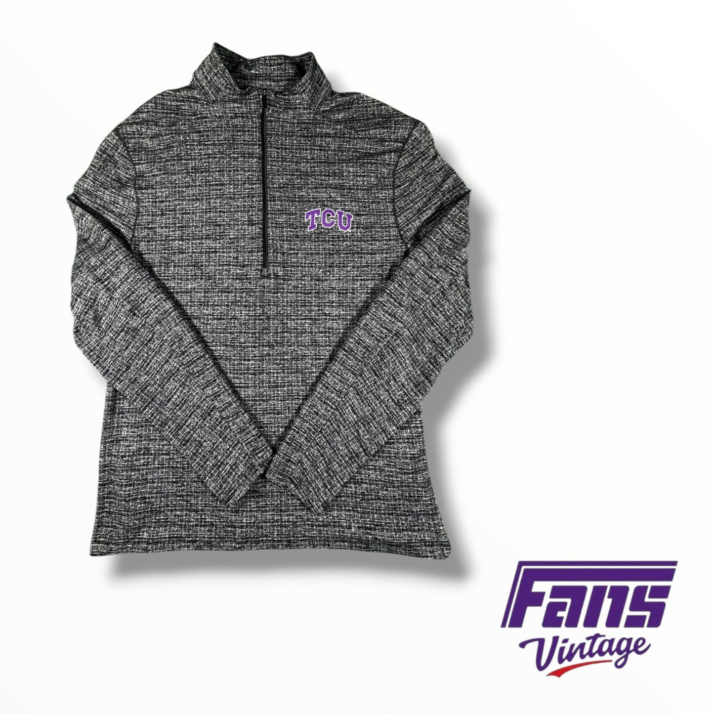 TCU Lulu Lemon Black & Gray Quarter-Zip Pullover Top
