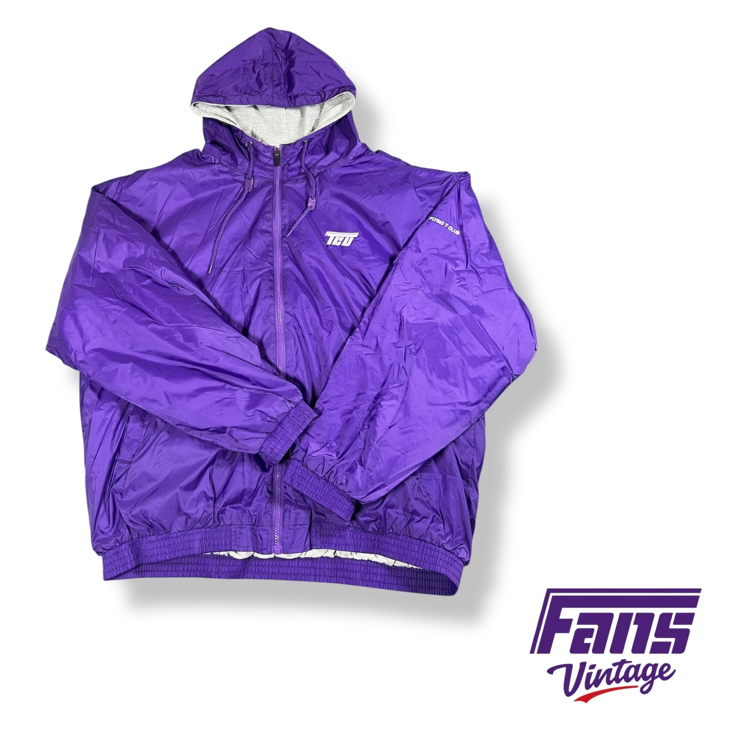 Custom TCU Vintage Style hooded sideline jacket with Flying T Logo