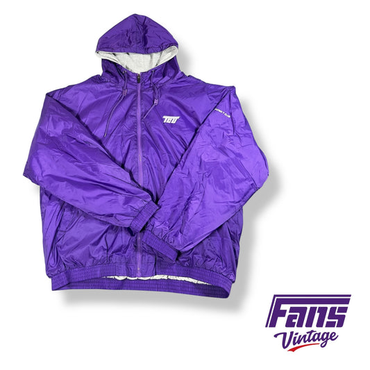 Custom TCU Vintage Style hooded sideline jacket with Flying T Logo