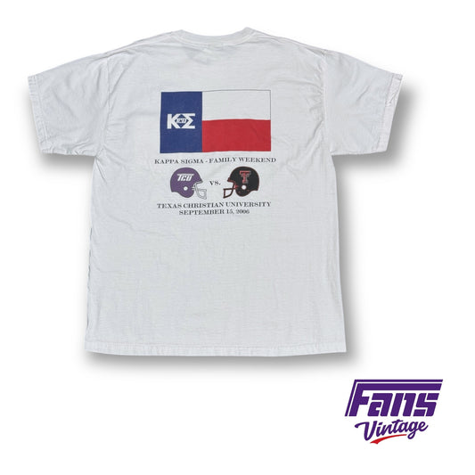 Vintage TCU Kappa Sigma Family Weekend Football Tee - Rare Flying T and School Seal "Banned" Logos!