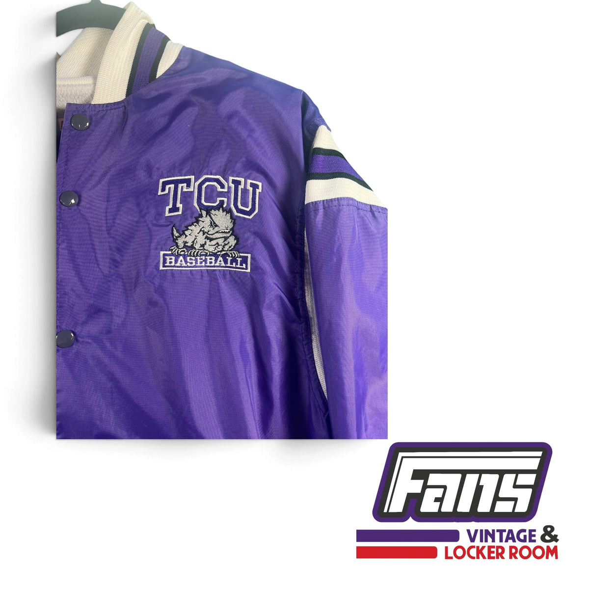 RARE Vintage TCU Baseball Dugout Bomber Jacket with Embroidered Logo
