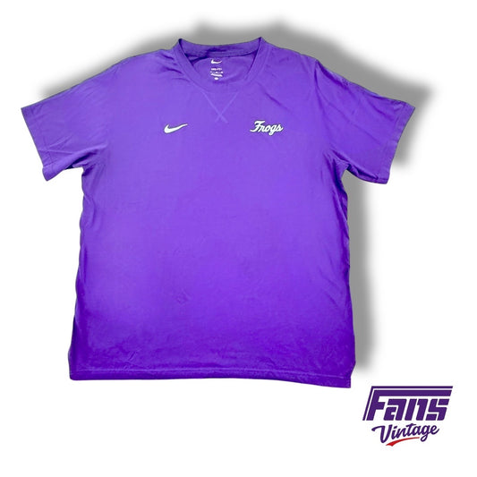 TCU Throwback “Frogs” Script Logo Team Issued Super Soft Nike Training and Travel Shirt