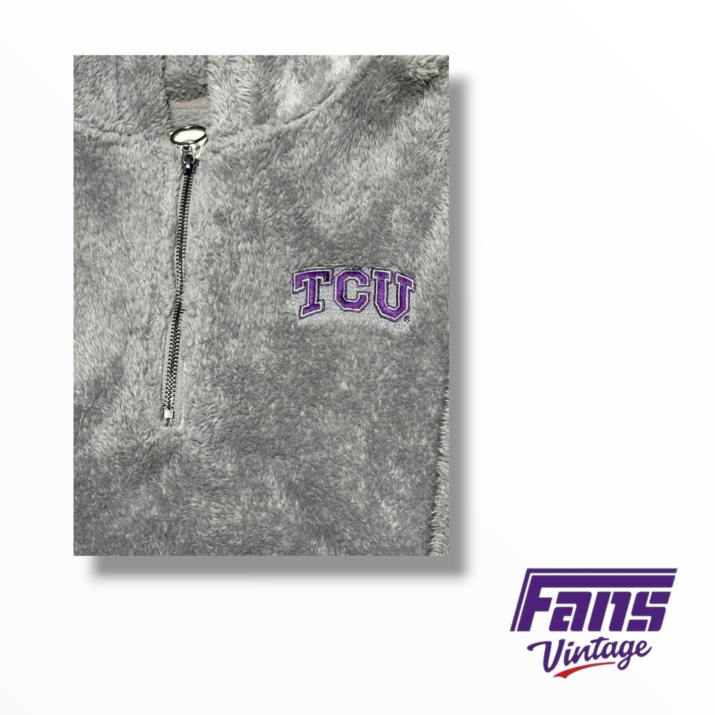 TCU Grey Fuzzy Style Pullover Hoodie Sweater