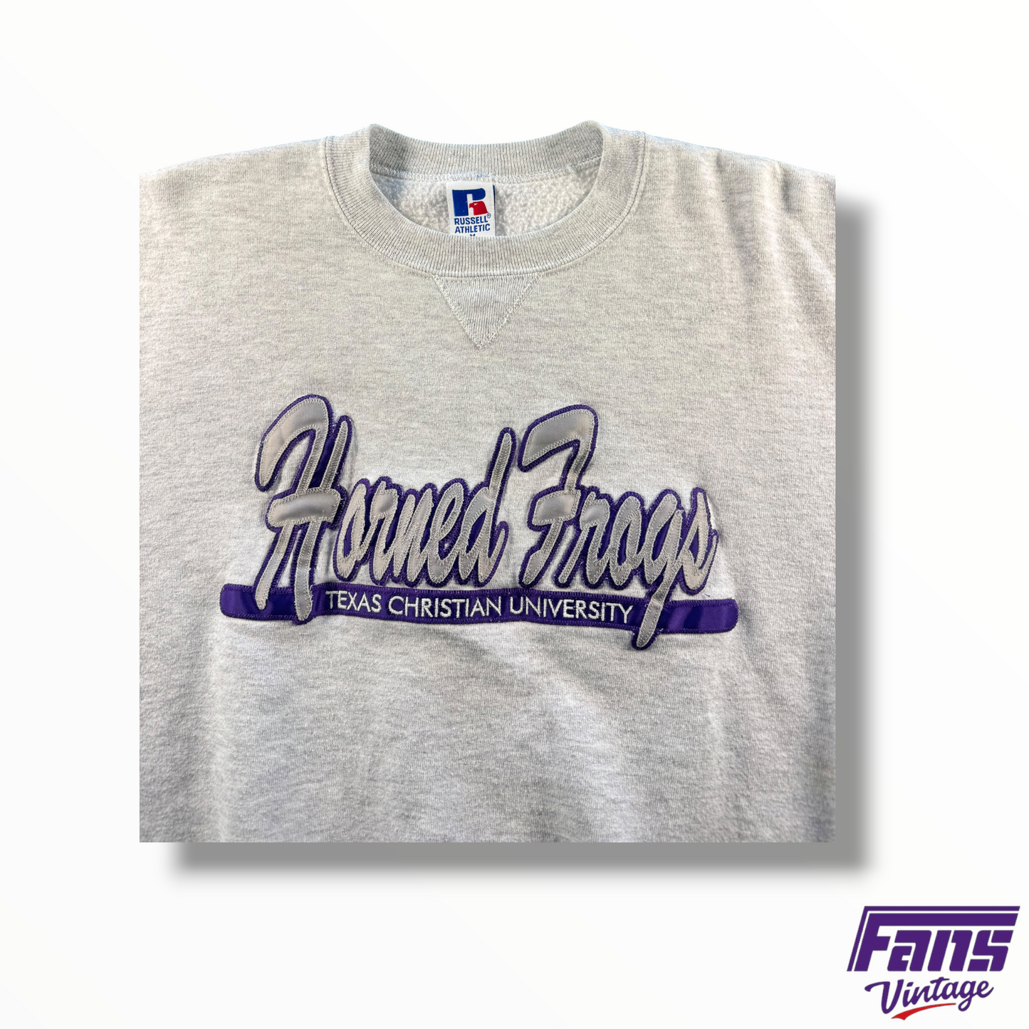 Vintage TCU Horned Frog Cursive Logo Crewneck Sweater