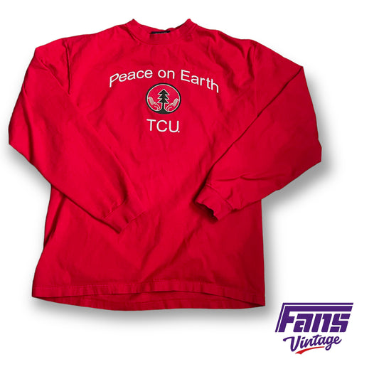 Awesome Vintage 90s Jansport TCU Thick and Cozy Double Sided Christmas Longsleeve