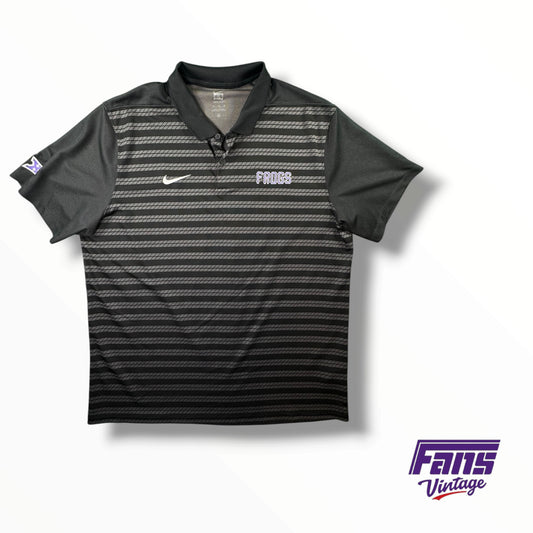 TCU Baseball Block Letter ‘Frogs’ Team Issued Black and Charcoal Polo
