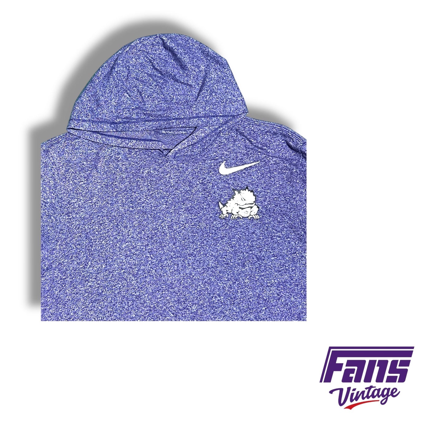 TCU Nike team issued static purple lightweight hoodie Horned Frogs sleeve graphic