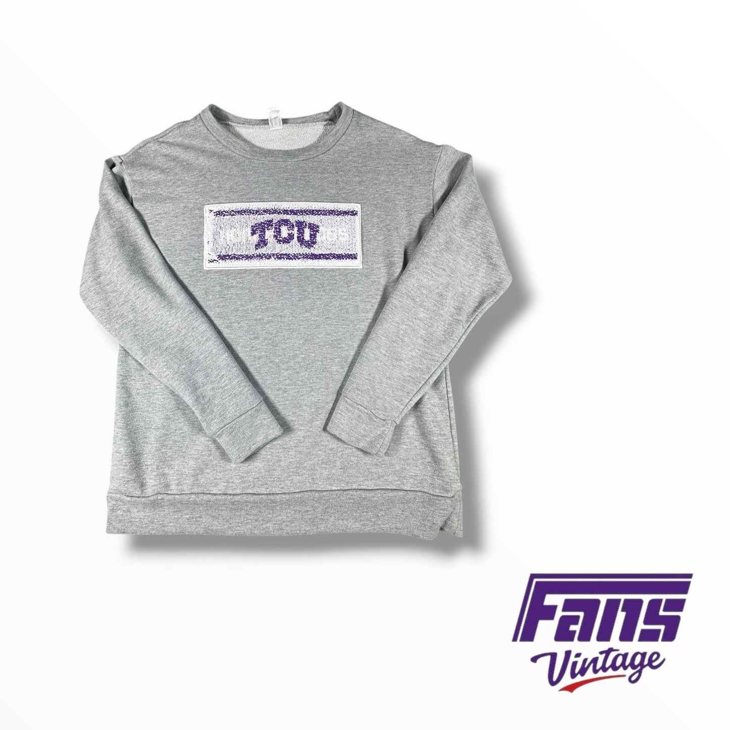 Unique TCU Sequins Double Front Logo Crewneck Sweater