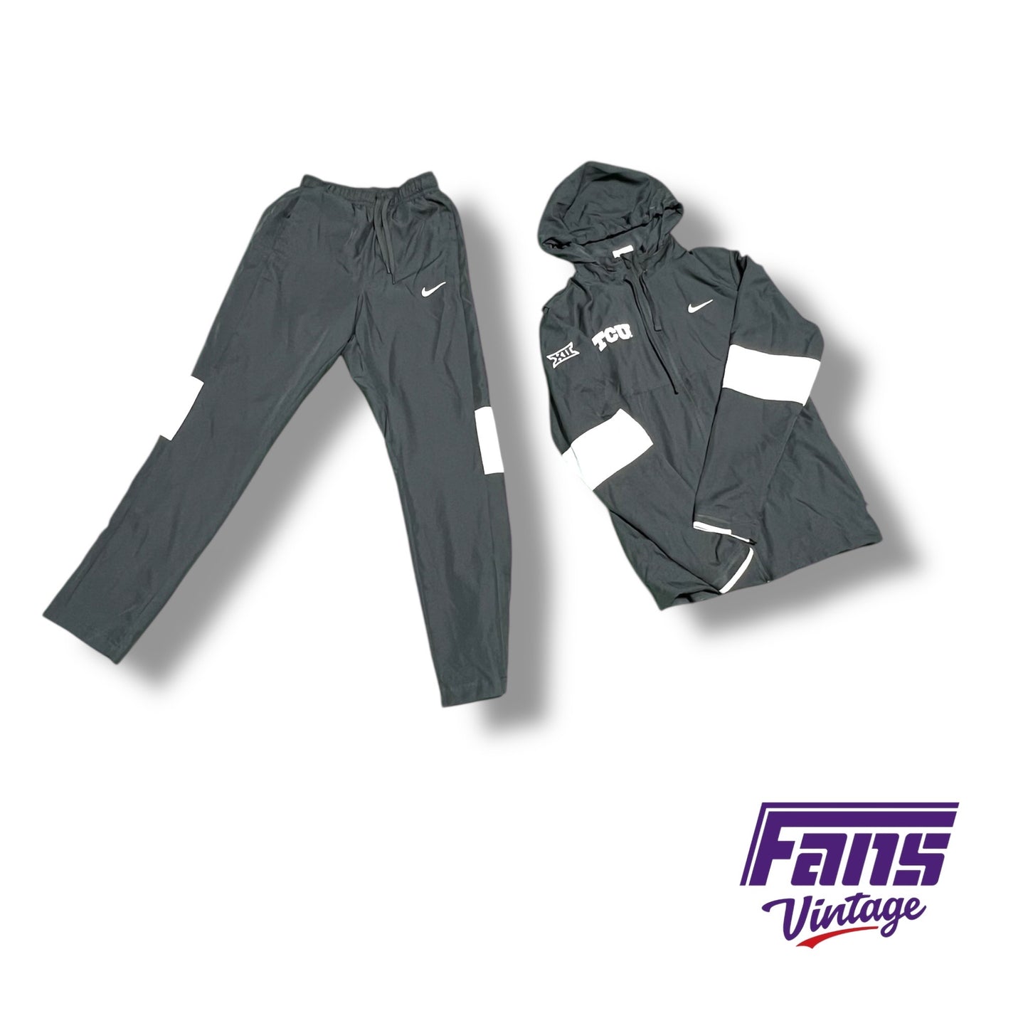 TCU Nike Team‑Issued Grey Nylon Travel Suit - Zip up jacket and pants