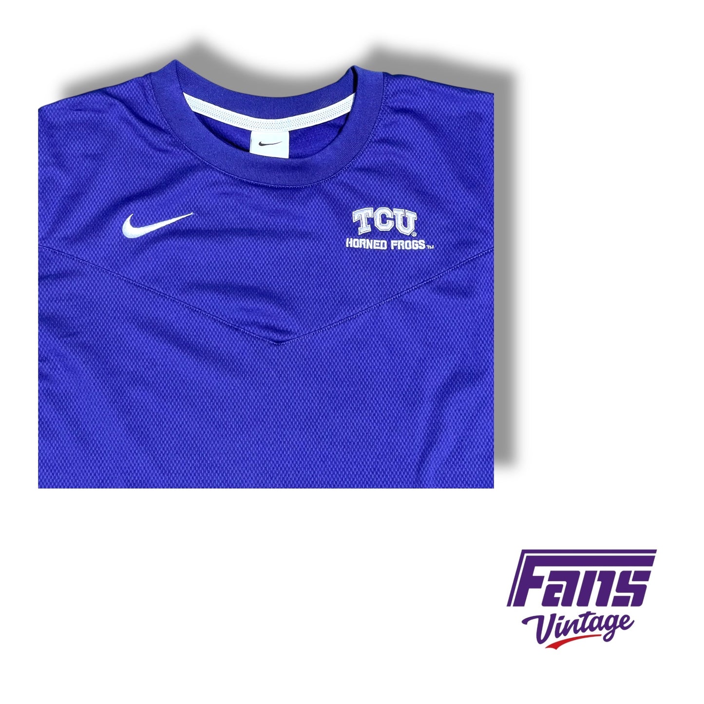 TCU Nike Team Issued embroidered purple long sleeve shirt with premium woven material
