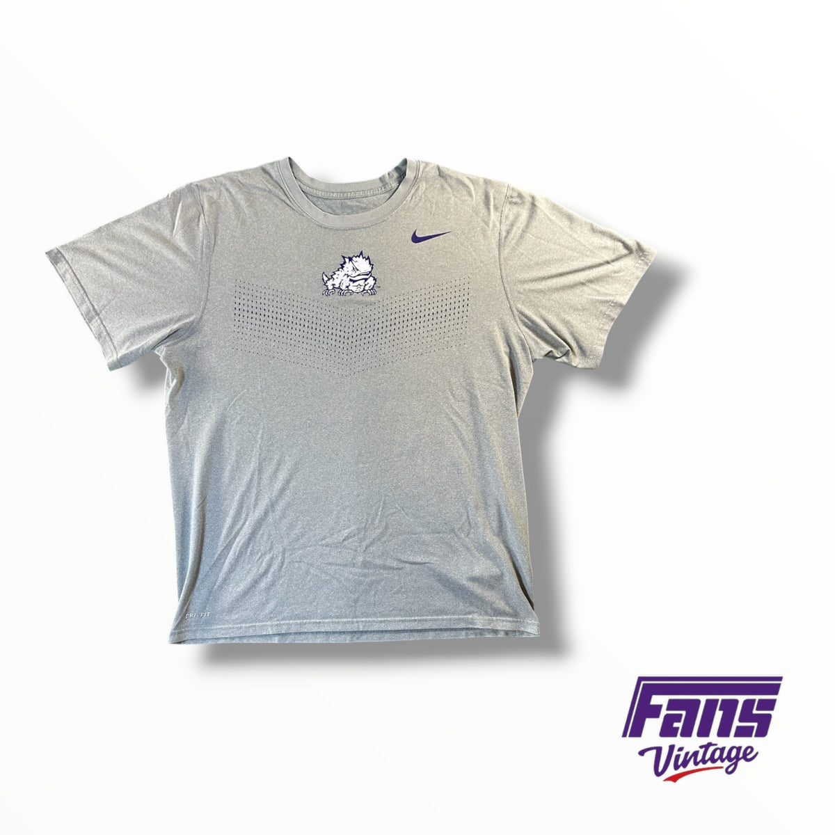 TCU Team Issued Nike Gray Dri-Fit Purple Speckled Tee