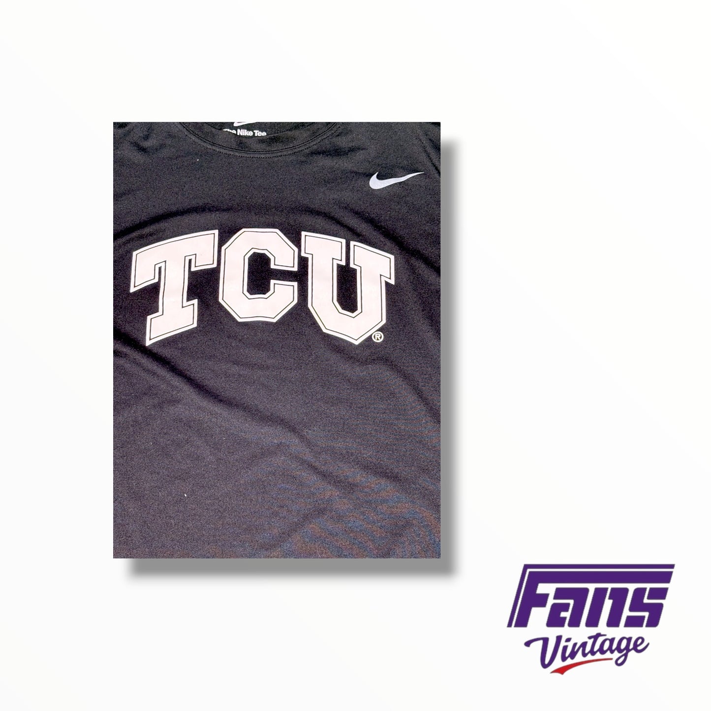 TCU Nike Team Issued Blackout Long Sleeve Drifit Training Shirt
