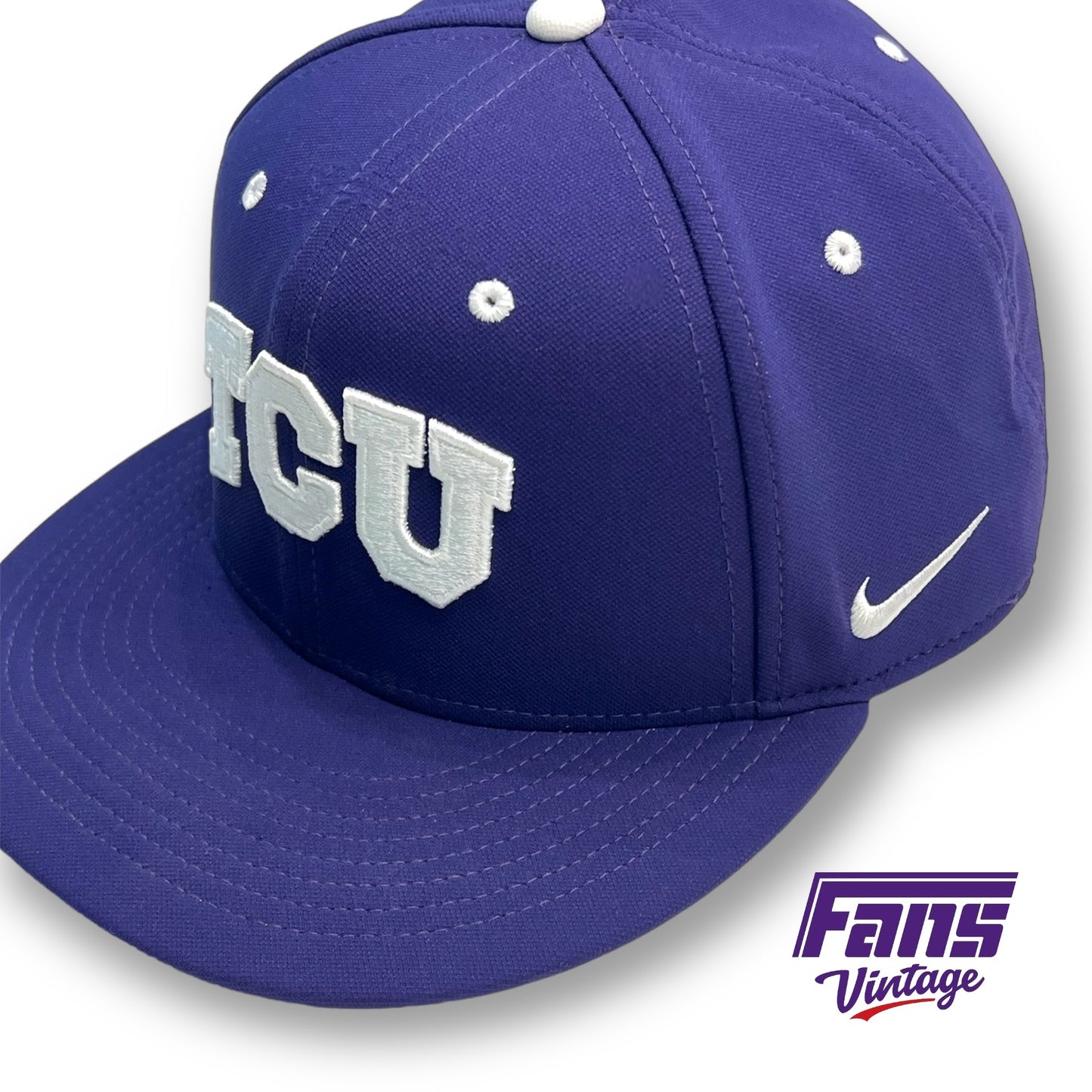 TCU Baseball Team Issued Purple Nike Hat - Premium Details!