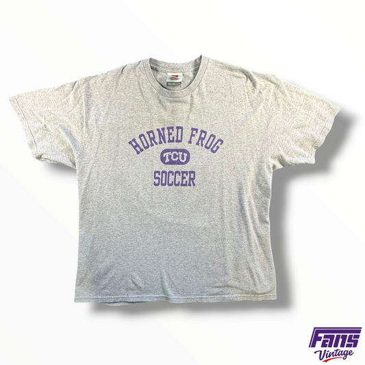 Vintage TCU Soccer Y2K Team Issued Nike Gray Horned Frog Tee