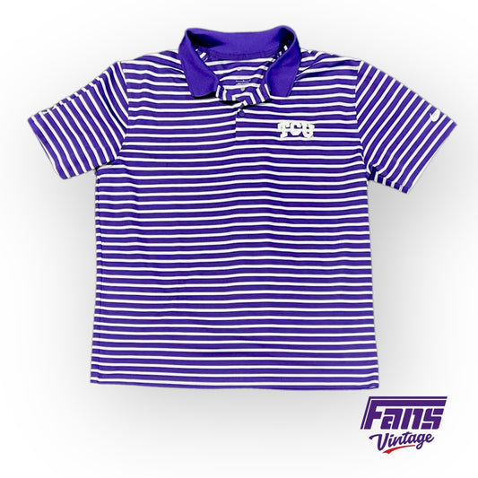 TCU Golf Team Issue Nike Premium Polo - Awesome striped pattern on woven material!