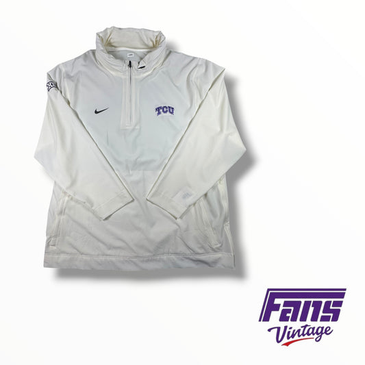 TCU Nike Team Issued Coach’s Sideline Quarter Zip Pullover in Whiteout Colorway