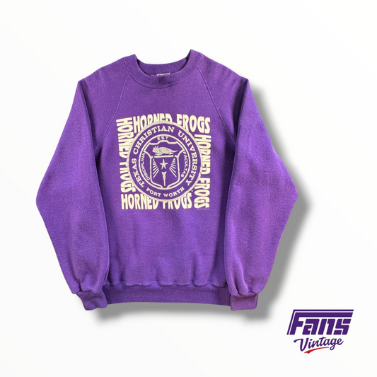 Vintage TCU Crewneck Sweater With Rare School Seal Logo
