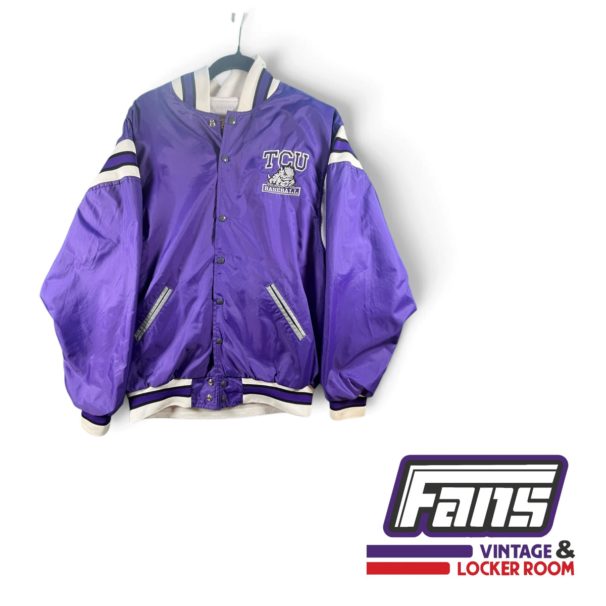 RARE Vintage TCU Baseball Dugout Bomber Jacket with Embroidered Logo