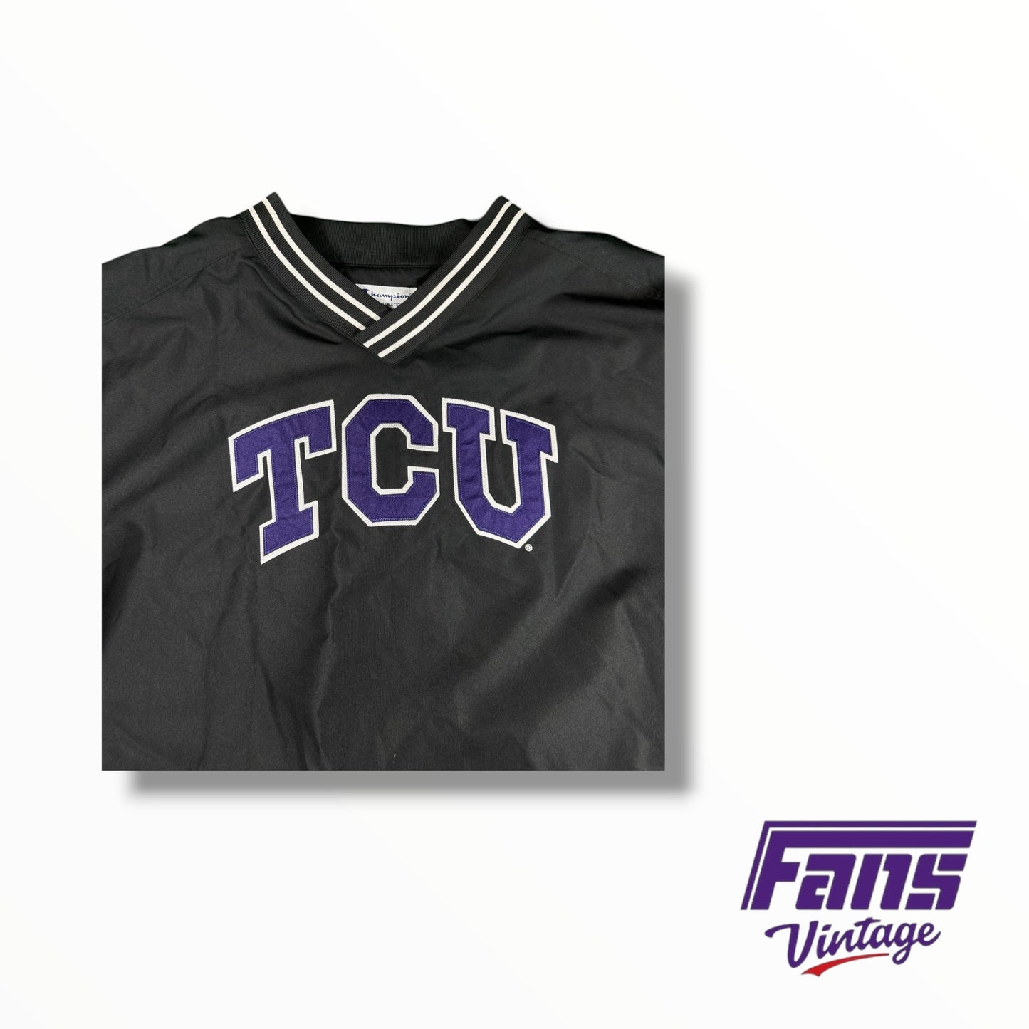 Champion TCU Blackout Pullover Windbreaker with Embroidered Patch Logos