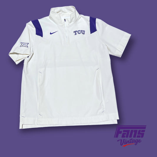 Awesome! TCU Football 2022-23 Updated Nike Coach’s Premium Sideline 1/4 Zip Pullover - Team Issue