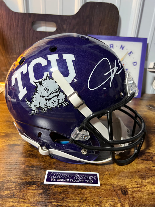 Autographed TCU LaDainian Tomlinson Full Size Football Helmet with COA