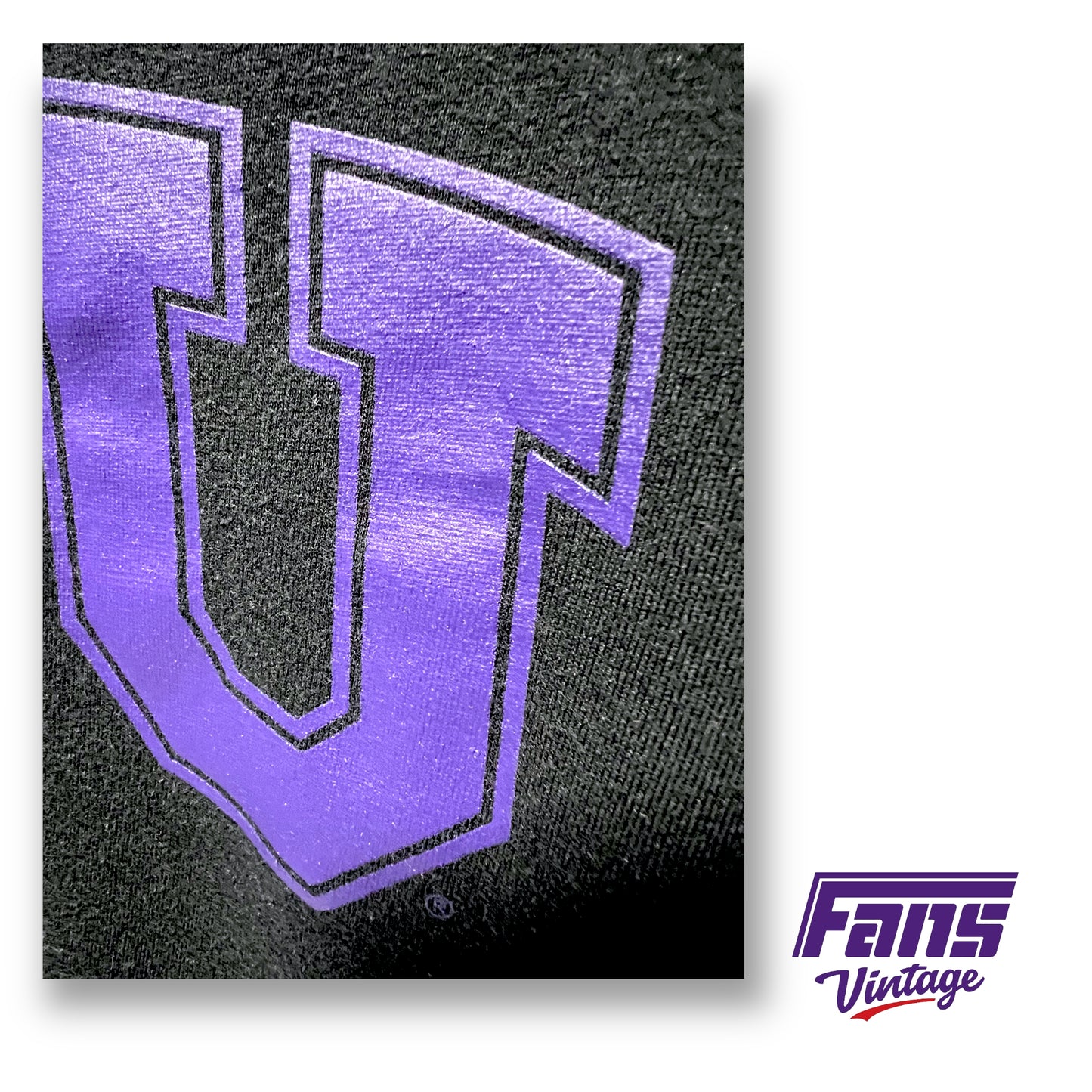 TCU Team Issued Nike Black longsleeve workout shirt with purple arched TCU graphic