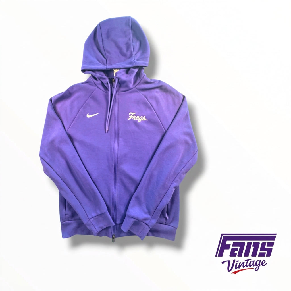 TCU Team Issue Throwback ‘Frogs’ Script Logo Full Zip Hoodie - Super Cozy!