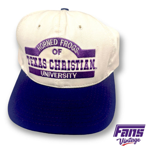 Sick 90s Vintage TCU Horned Frogs snapback hat with embroidered design